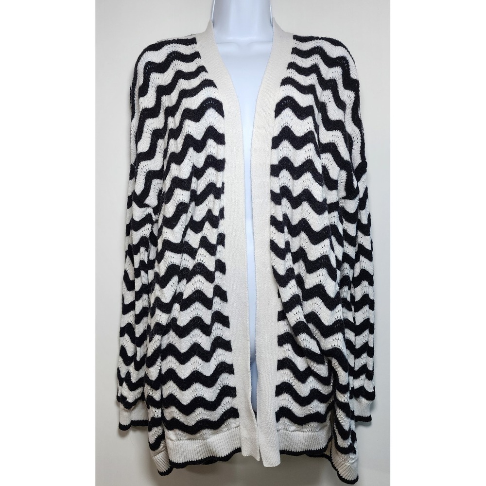 Ann‎ Taylor Women's Chevron Knit Cardigan Open Front Minimalist Size XL
